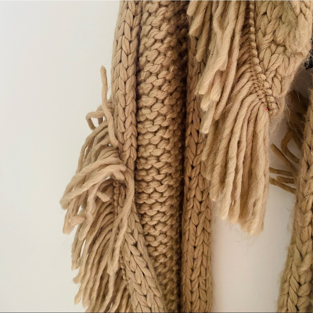 Anthropologie Cozy Fringed Scarf, Beige, Very soft and cozy